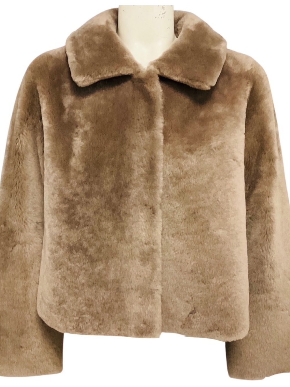 FLEURETTE TAUPE CROPPED SHEARLING JACKET